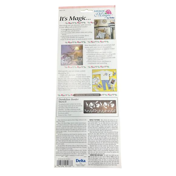 90s Vintage- Stencil Magic By Delta- Dandelion Borders No. 95 133 0012 NWT craft - Picture 2 of 6